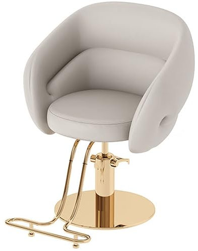 Arber Chair 360° Drehstuhl für Friseursalon, hydraulische Pumpe, PU-Leder, mit Pedalgestell, goldfarben, Salonmöbel