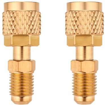 NQEUEPN 2uds Adaptador Giratorio Recto R410A, Adaptador R410a Adaptador de Puerto de Vacío de Carga R410A Adaptador Hembra de 5/16 a Macho de 1/4 Adaptador Mini Dividido para Aire Acondicionado