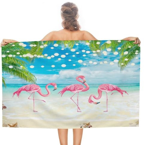 Strandtücher, Sommer Strand Thema Flamingo Beach Towel Mikrofaser Strandtuch Sandfreie Duschtuch Für Reisen Outdoor Picknicks 80X130Cm