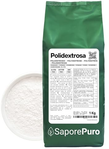 SaporePuro Polidestrosio in polvere 1 kg - Fibra alimentare solubile - Basso Contenuto Calorico, addensante e stabilizzante, ideale per Gelati, Dolci, prodotti da forno e bevande