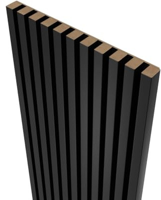 MEBANO. Akustikpaneler På Svart Skiva 4 Stycken 240x18,5 cm Svart Väggpaneler Väggdekoration Träpaneler För Vardagsrum MDF På HDF