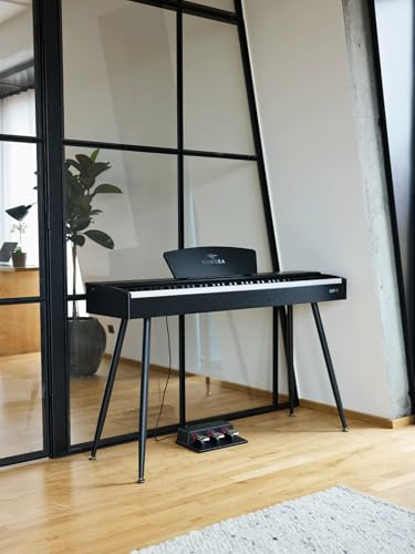 Sonora 1 E-Piano, 88 Gewichtetes Tasten, Home Piano mit Ständer, Dreifachpedal, Notenständer, USB MIDI und Kopfhöreranschluss, Schwarz