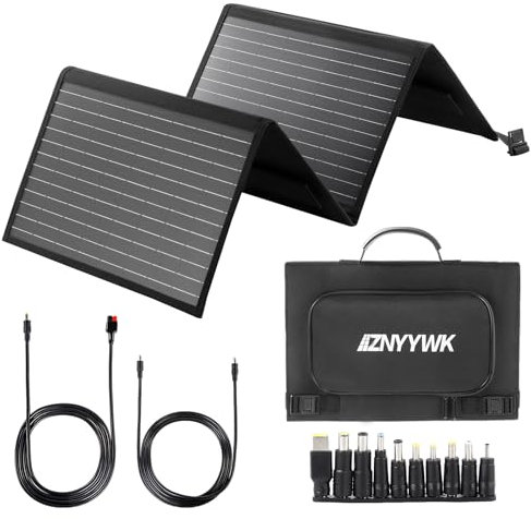 ZNYYWK Panneau Solaire 60W 18V Chargeur Solaire Portable Pliable IP65 Imperméable et Résistant à la Poussière Charge Ultra Rapide avec 2 Sorties USB pour Camping, Randonnée et Activités de Plein Air