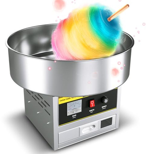 Commercial Cotton Candy Machine, Cotton Candy Maker With Sugar Spoon, Steel Brush, Shovel, Bamboo Stick, Kids Professional Candy Floss Maker For Birthday Party, Wedding, Home gray