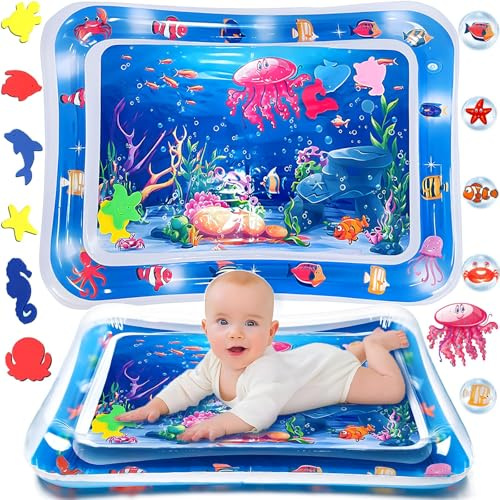 ZPQAODI Wasserspielmatte Baby, Wasserspielmatte Spielmatte Aufblasbare, 66 x 50cm, Baby Matte Wasser, Baby Wassergefüllte Spielmatte, Bauchlage Spielzeug Baby Und Wasser Spielmatte für Baby Geschenk