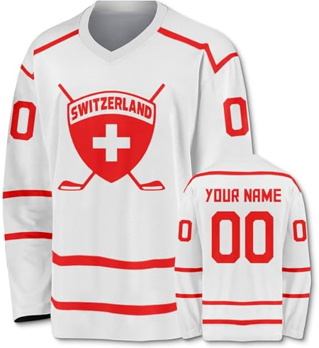 Maglia da Hockey su Ghiaccio Personalizzata, Maglia da Hockey a Maniche Lunghe Stampata Personalizzabile, Abbigliamento per Tifosi di Hockey su Ghiaccio, Uomini, Donne e Giovani, A10