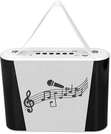 Mini Macchina per Karaoke, Voce Chiara, Aspetto Colorato Abbagliante, Macchina Karaoke Wireless per Bambini per la Casa (Doppio microfono bianco)