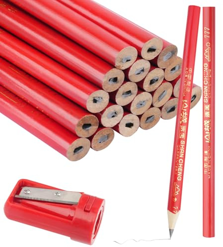 Hopton 20 Stück Zimmermannsbleistift, 175mm Rot Bleistift Baustelle Set
