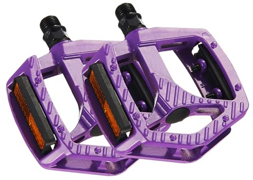 YIUBCZOQI Road/Mountain Bike Pedals 3 Bearings Bicycle 9/16 pedals Aluminum Alloy CNC Machined Flat Pedals with Anti-Skid Nails and Reflectors Purple