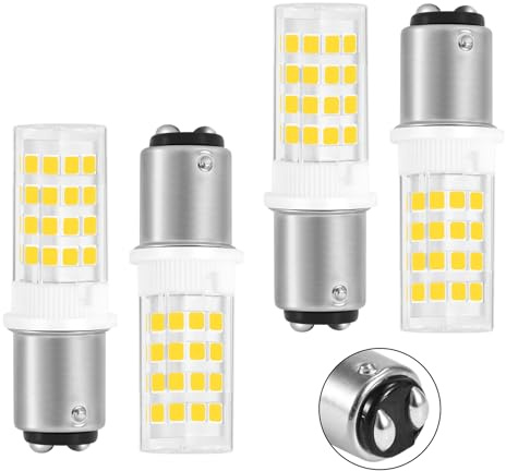 BA15D-Sockel, Doppelkontakt-LED, 230 V, 3 W entspricht einer 40-W-Halogenlampe, Ersatzlampe für Nähmaschinen, Haushaltslampe, flimmerfrei, nicht dimmbar, 360°, 400 Lumen (Kaltweiß 6000k, 4er-Pack)