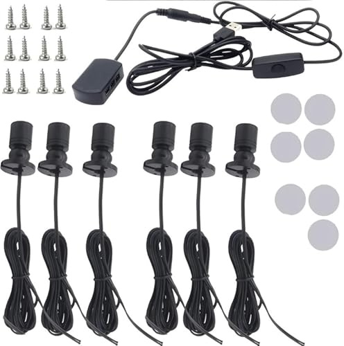 Mini LED Spotlights Dimmable USB-Powered Adjustable Accent Lighting for Display Cabinets, Shelves, Tables | 3000K Warm/6000K Cool White | Indoor Cabinet & Jewelry Spotlight