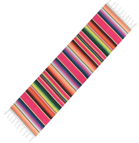 Tovaglia in Seta Messicana,con Strisce Arcobaleno,per Tavolo da Picnic All'Aperto,Feste,Matrimoni e Picnic(35x215cm)