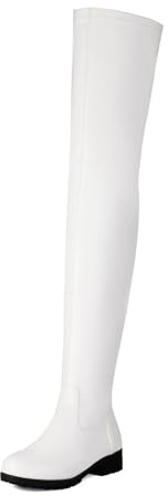 Hanraz overknees stiefel damen flach, Overknees Stiefel Damen Plateau Festival Boots Thigh High Boots Mit Absatz Sexy Stiefelette Lackstiefel Lack High Heels Gothic Leder Damenstiefel Gr.37-43EU