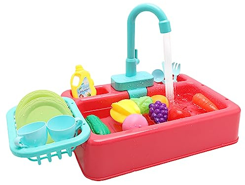 VKCMNWE Dish Wash Toy Kitchen Sink PlayHouse Dishwasher Playing With Running Water Role-playing Kitchen Sink Toy With Running Water