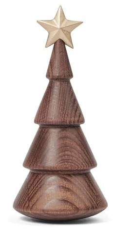 Holz Weihnachtsbaum groß – 16 cm Thermo Buche dunkel · Miniatur Weihnachtsdeko mit Stern · Wipp Effekt Deko Figur skandinavisch · Spring Copenhagen Designobjekt Tischdeko