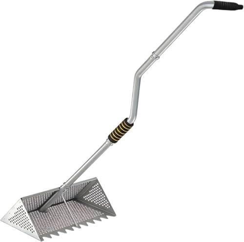 Rastrello per Sabbia da Spiaggia, Lunghezza del Manico 140 Cm, Setaccio a Maglie Larghe, Rastrello per Telline in Acciaio Inossidabile per Granchi Telline, Cozze, Cannolicchi, Tremolina