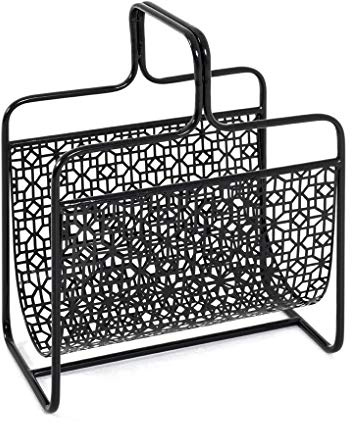 HAKU Zeitschriftenständer schwarz Metall Zeitungsständer Zeitungsablage - Maße: B 37 x H 45 x T 22 cm, Style: Art Deco