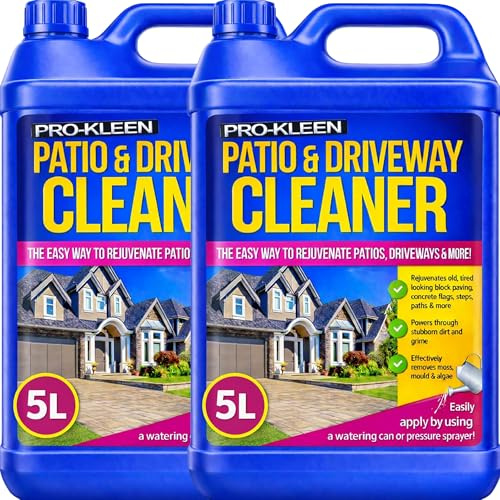 Pro-Kleen Patio & Driveway Cleaner 10L Removes Stains, Dirt and Grime, Easy to Use Liquid Cleaning Solution - Use on Patios, Driveways, Block Paving, Concrete Flags, Steps, Paths