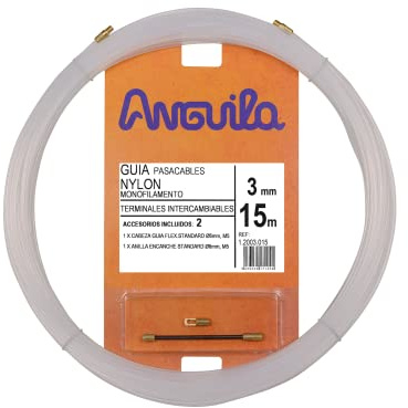 Anguila | Guía Pasacables | Terminales Intercambiables | Monofilamento | Nylon | Color Blanco | Diámetro 3mm | 15 metros
