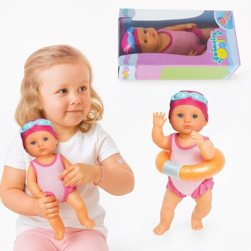 koolbitz Newborn Realistic Electric Interactive Swimming Doll Waterproof Baby Toy with Movable Arms and Legs Swims in Breaststroke and Backstroke Floating Bath Pool Toy for Kids Ages 3+