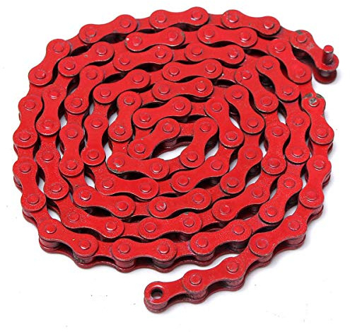 C-FUNN 1/2 x 1/8 Zoll 96 Glieder Single Speed Bunte Kette Fixed Gear MTB BMX Fahrrad Sport Road - Rot