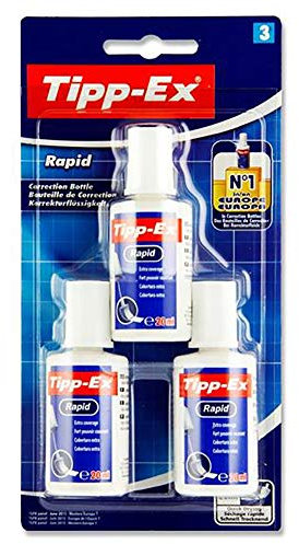 Tipp-Ex Rapid Korrekturflüssigkeit - 20 ml, 2 + 1 Stück