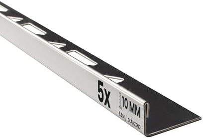5x L-Profil Edelstahlschiene Fliesenschiene Fliesenprofil L250cm 10mm glänzend