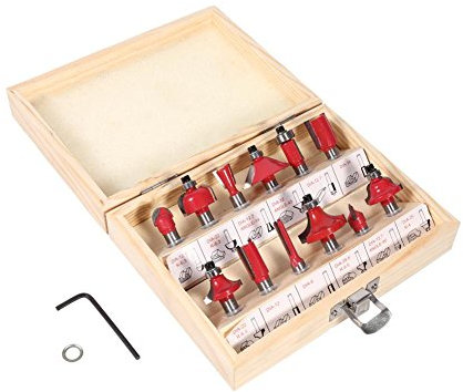 Greensen Fraises defonceuse - 12pcs Fraises à Rainurer Droites - Fraise de Rainure Set Cutter en Bois de Coupe Outil de Travail du Bois - carbure cémenté YG8