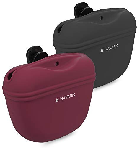 Navaris Hunde Futterbeutel aus Silikon 2er Set - 2X Snackbeutel mit Clip und Magnet - Futtertasche Leckerlis Trockenfutter Nassfutter