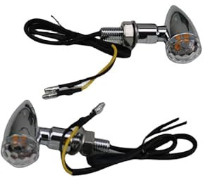 Motorrad LED Mini Bullet Blinker Kontrollleuchte Für Honda Kawasaki Suzuki Yamaha Harley Retro Cafe Racer Cruiser Chopper CB GN125 CG1 (Chrom/Klar)