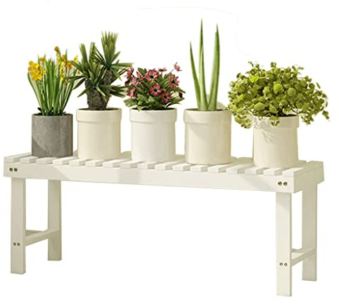 Pflanzentreppe Draussen Blumenleiter Holz Blumentreppe Für Balkon Innen Blumenregal Blumenständer Für Patio Wohnzimmer Kiefernmaterial (Color : Weiß, Size : 78x25x30cm)