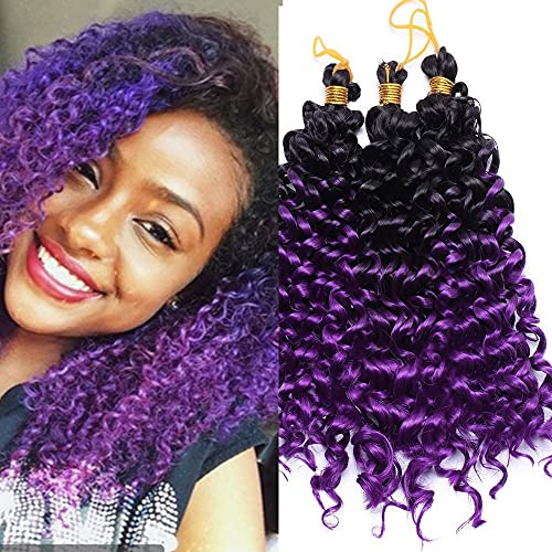 3pcs Meches Pour Tresses Africaine Synthétique - 20cm, Noir à Violet - Mèches Braids Crochet Extension Crochet Braid Cheveux Frissé
