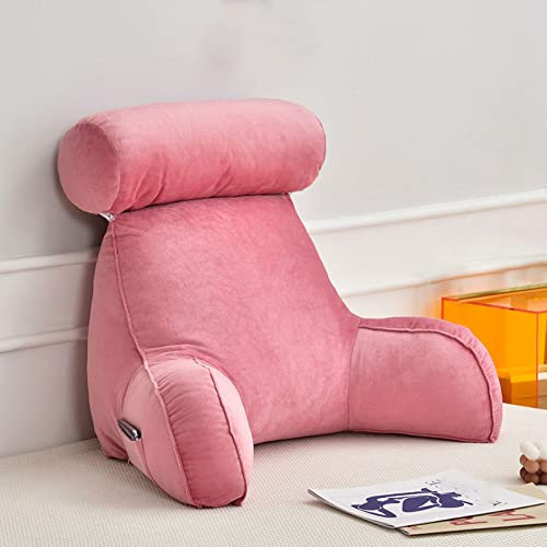MANGGUO Almohada de Lectura,Cojín de Lectura,Cojín Apoyo de Espalda,Almohada de Lectura con Brazo,Ideal para Trabajar,Leer o Jugar en la Cama/Sofá/Suelo (Pink)