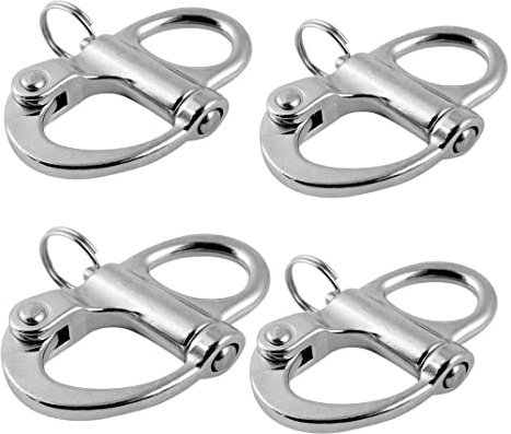 2/4 Pcs Marine 316 Stainless Steel Fixed Eye Snap Shackle, Quick Release Boat Anchor Chain Eye Jaw Swivel Stainless Snap Shackle Hook (4, 69mm)