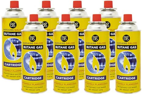 8 x Butane Gas Canisters - Suitable for Catering, Camping, Cooking & Heating | Outdoor Gas Canister for Portable Cooker Stove, Blowtorch, Bbq Grill, Weed Burner & Heater | EN417 Bottle Cartridges
