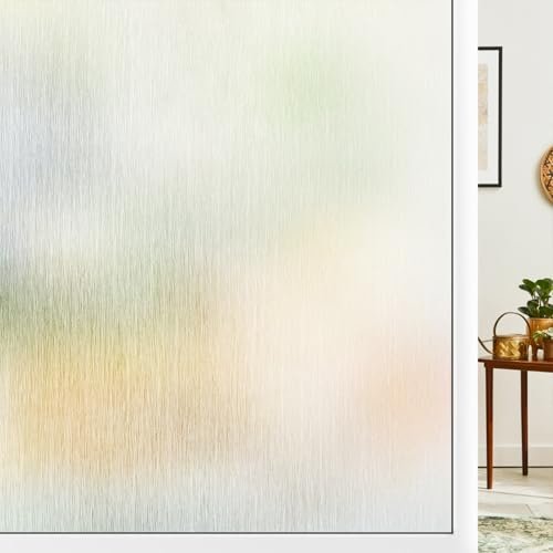 Qualsen Fensterfolie Blickdicht,Milchglasfolie Selbstklebend Fenster Sichtschutzfolie Non-Klebefolie Fenster Folie Sichtschutz Für Zuhause Badzimmer Büro (90x300cm)