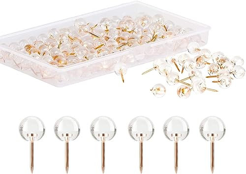 100 Stück transparente Pinnnadeln mit rundem Kopf, Büro, Reißzwecken, Reisekarte, Reißzwecken, Pinnwandnadeln, dekorative Pinnnadeln, Roségold