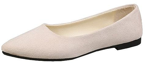 ticticlily Ballerines Classiques pour Femmes Ballerines Fashion Flats pour Femme Bout Fermé Appartements Confortable Ballerines Chaussures Plates Ballerines Bout Pointu A Beige 39 EU