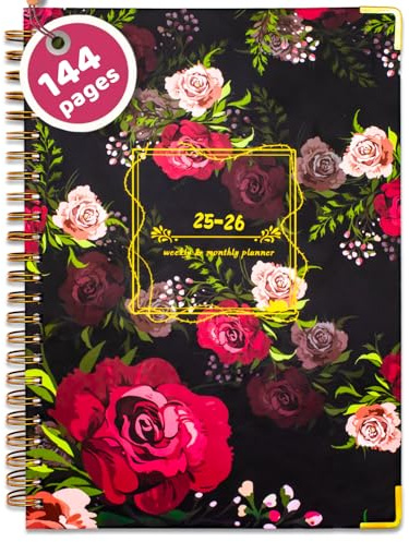 BLESWIN Monthly & Weekly Planner 2025-2026, A5 Diary 2025 Week to View with Monthly Tabs, 12 Months Monthly Planner, Planners and Organisers 2025 Month to View, A5 Diary Spiral Bound with Inner Pocket