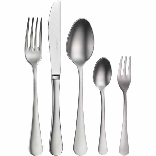PINTINOX Stresa Ménagère de table 30 pièces en acier inoxydable de qualité supérieure, classique et simple, pour 6 personnes (mat)