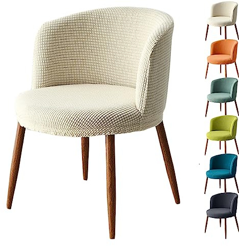 KCCRHIN Funda De Silla Curvada De Comedor Pack De 1/2/4/6 Funda De Asiento Gruesa Cubierta De Silla Elástica Protector para Silla con Respaldo Bajo Cobertura De Silla para Café Hotel,Beige 1pcs