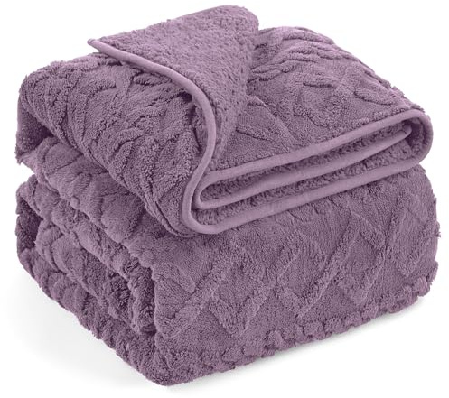 Wemore Gewichtsdecke für Erwachsene, Doppelgröße, 6,8 kg, doppelseitig, weich, flauschig, Jacquard, Sherpa, gewichtete Decken zum Schlafen, gemütliche, Flauschige, schwere Strickdecke für Couch, Bett