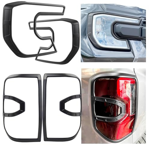 JHCHAN 4pcs Frontlampe Schutzabdeckung Rücklichtschutzbügel für Ford Ranger T9 2023-2026 Wildtrak Limited Platinum Raptor Luxusmodell
