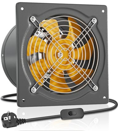 HG Power 200mm Abluftventilator 980m³/h Badlüfter Leiser mit Rücklaufklappe Leistungsstarke Wandventilator mit EU-Stecker für Küche Badezimmer Garage Untergeschoss, Grau