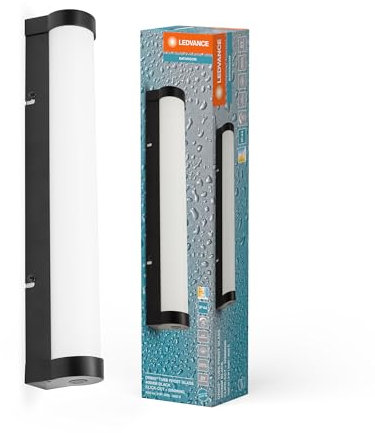 LEDVANCE ORBIS Tube da specchio/applique con LED, vetro satinato/nero, 9W, 820lm, dimmerabile, 3000/4000K, diametro 40cm, protezione IP44 contro corpi estranei/spruzzi d'acqua