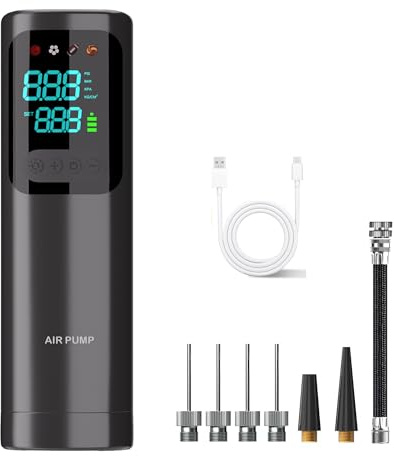 Electric Ball Pump, Football Pump, Portable Smart Air Pump with Digital Pressure Gauge, Inflation 4 Preset Modes Fast Inflator for Basketball Football Volleyball Rugby Sports Balls (17PSI, 4000mAh)