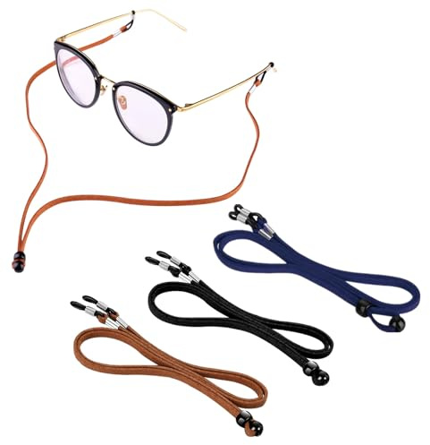 Zingso - Lot de 3 cordons ajustables en similicuir PU pour lunettes de sport, multicolores, pour lunettes de soleil, bandeau pour les yeux, chaîne pour lunettes, lanière pour décoration et sport