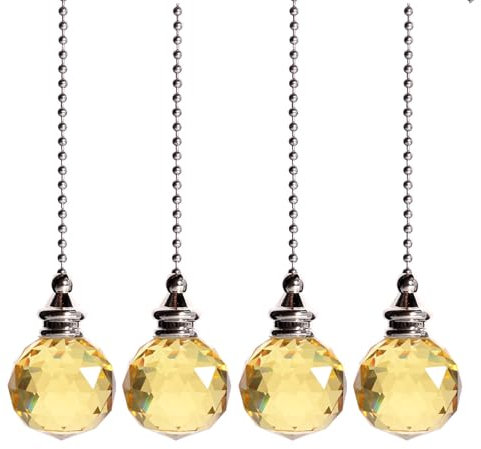 Lot de 4 chaînes de traction pour ventilateur de plafond, lampe de chambre à coucher, chaîne de traction décorative pour ventilateur de plafond (doré)