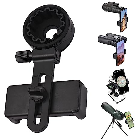 Sanfoelek Telescope Phone Adapter Universal Smartphone Mount for Binoculars Monocular Microscope Spotting Scope Telescope with Phone Clip