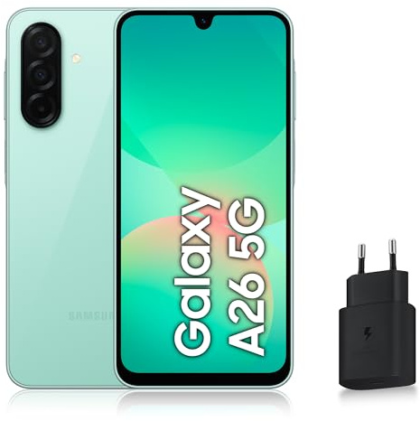 Samsung Galaxy A26 5G, Smartphone Android, 256 Go, Chargeur Secteur Rapide 25W Inclus, Smartphone déverrouillé, Vert d'eau, Version FR